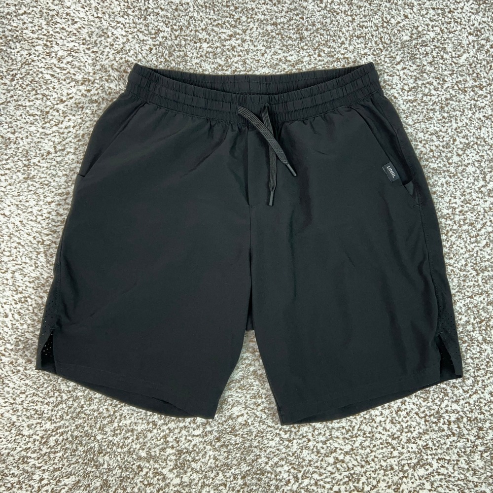 UNRL Shorts Mens Medium Black Athletic Running Workout Zip Pocket Lightweight